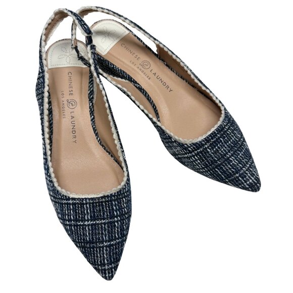 Chinese Laundry Mango Pumps Navy Tweed Kitten Heels, Womens 8.5 New never used - Picture 10 of 10